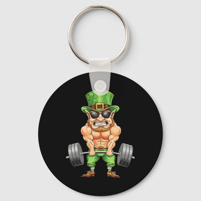 Workout Weightlifting St Patricks Day Saint Paddys Key Ring (Front)