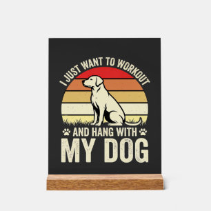Workout With My Dog Retro Sunset Acrylic Sign