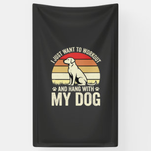 Workout With My Dog Retro Sunset Banner