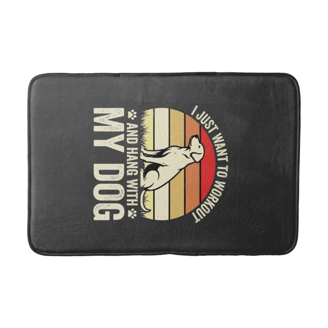 Workout With My Dog Retro Sunset Bath Mat (Front)