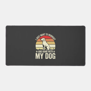 Workout With My Dog Retro Sunset Desk Mat