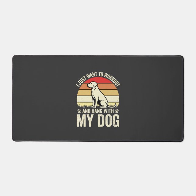 Workout With My Dog Retro Sunset Desk Mat (Front)