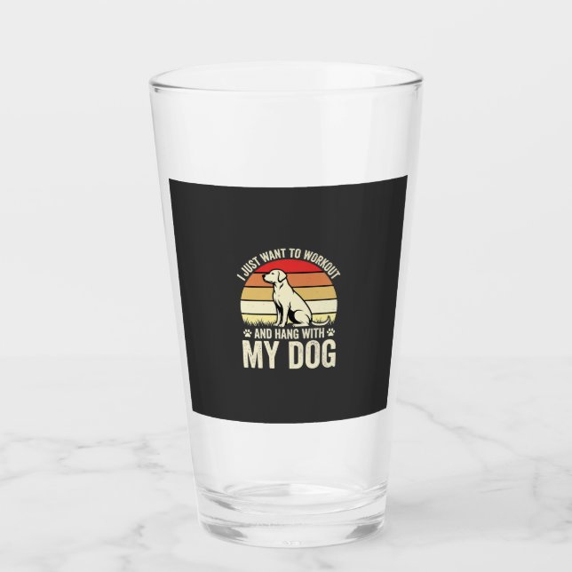 Workout With My Dog Retro Sunset Glass (Front)