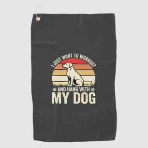 Workout With My Dog Retro Sunset Golf Towel