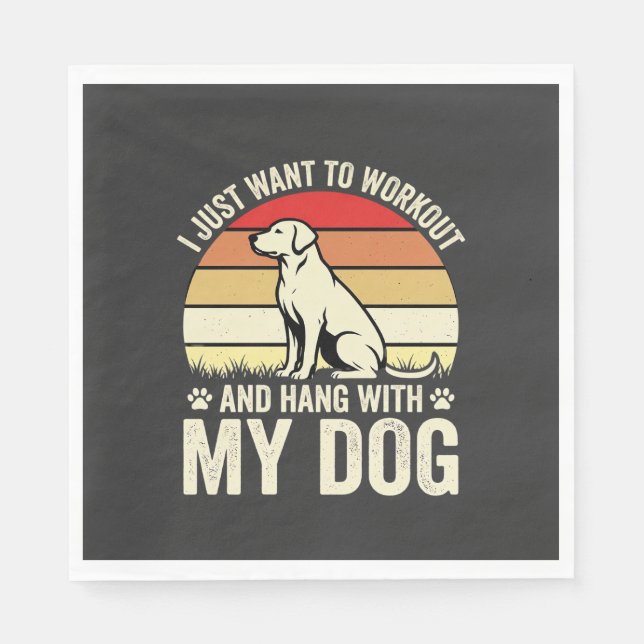 Workout With My Dog Retro Sunset Napkin (Front)