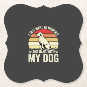 Workout With My Dog Retro Sunset Paper Coaster