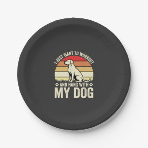 Workout With My Dog Retro Sunset Paper Plate