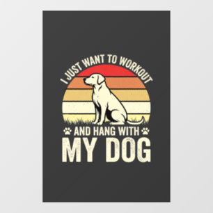 Workout With My Dog Retro Sunset Window Cling