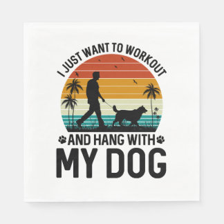 Workout with My Dog T-Shirt Design (3) Napkin