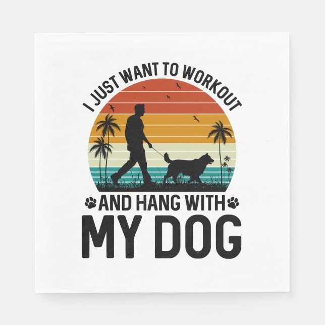 Workout with My Dog T-Shirt Design (3) Napkin (Front)