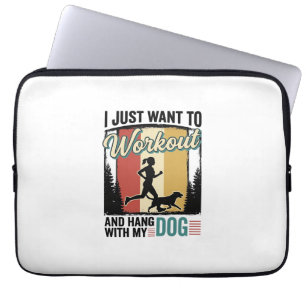 Workout With My Dog Vintage Running Shirt Design_1 Laptop Sleeve