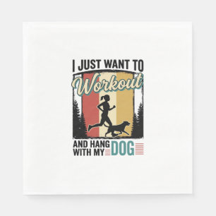 Workout With My Dog Vintage Running Shirt Design_1 Napkin