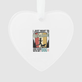 Workout With My Dog Vintage Running Shirt Design_1 Ornament