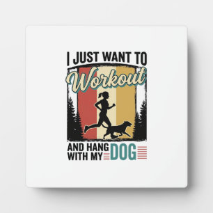 Workout With My Dog Vintage Running Shirt Design_1 Plaque