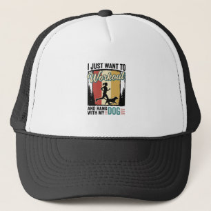 Workout With My Dog Vintage Running Shirt Design_1 Trucker Hat