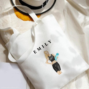 workout, yoga, custom tote bag