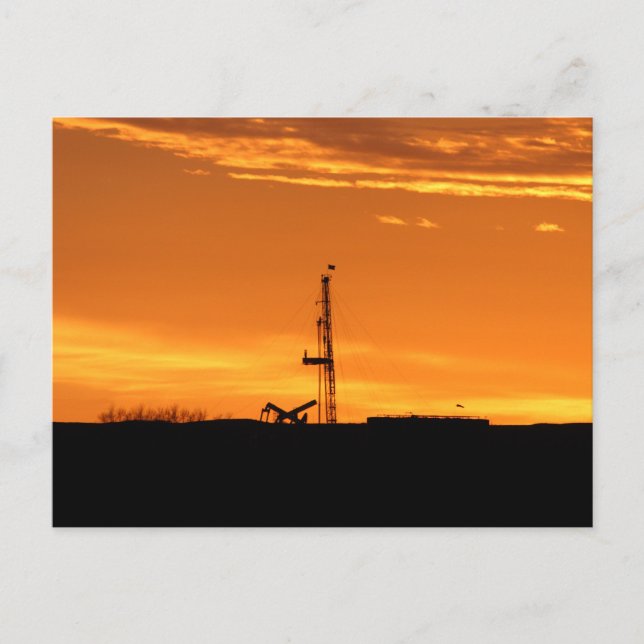 Workover Rig at Sunset Postcard (Front)