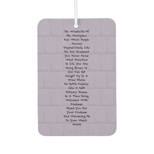 Workplace Inspiration Car Air Freshener (Front)