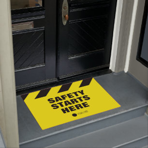 Workplace Safety Starts Here Yellow & Black Tape Doormat