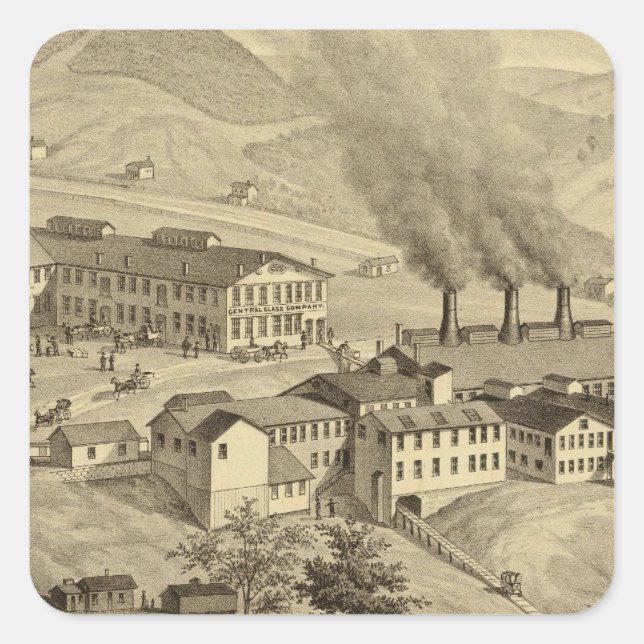 Works of Central Glass Company in West Virginia Square Sticker (Front)