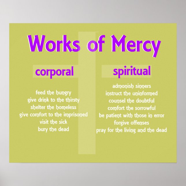 Works of Mercy Poster customizable graphic art (Front)
