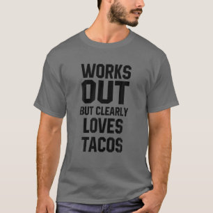 Works Out But Clearly Loves Tacos Funny Tank Cinco