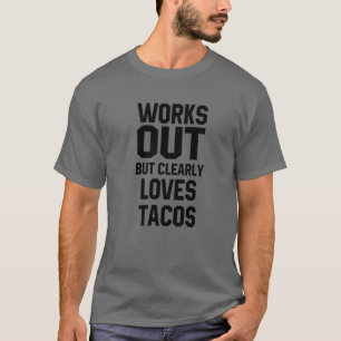 Works Out But Clearly Loves Tacos Funny Tank Cinco
