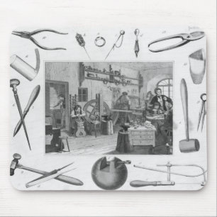Workshop and main tools of jewellery, 1810 mouse mat