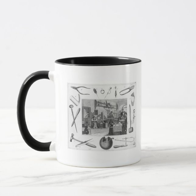 Workshop and main tools of jewellery, 1810 mug (Left)