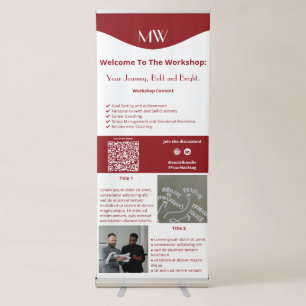 Workshop Announcement Life Coach Initial Red White Retractable Banner
