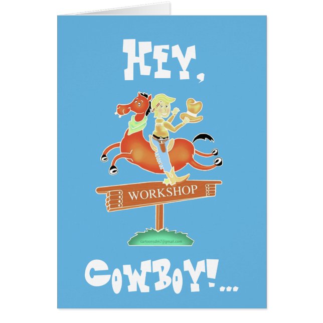 Workshop Cowboy boy's Birthday card (Front)