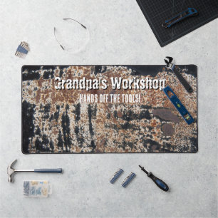 Workshop Grunge Rusty Metal Patina Customised Desk Mat
