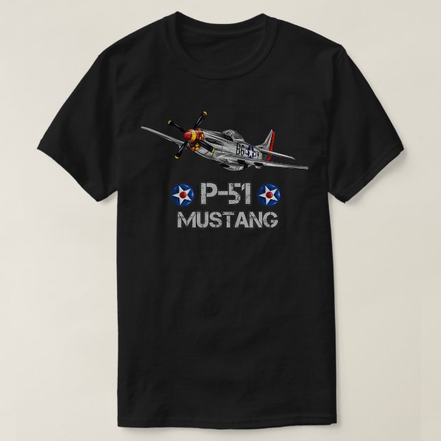 World2 American Aircraft P51 Mustang Fighter  T-Shirt (Design Front)