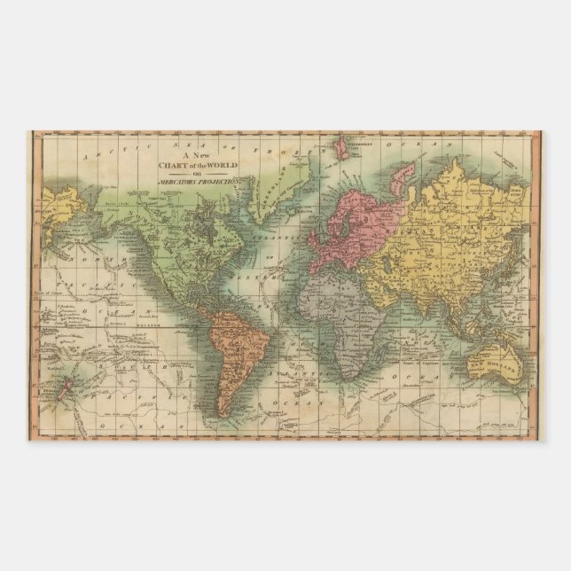 World 4 rectangular sticker (Front)