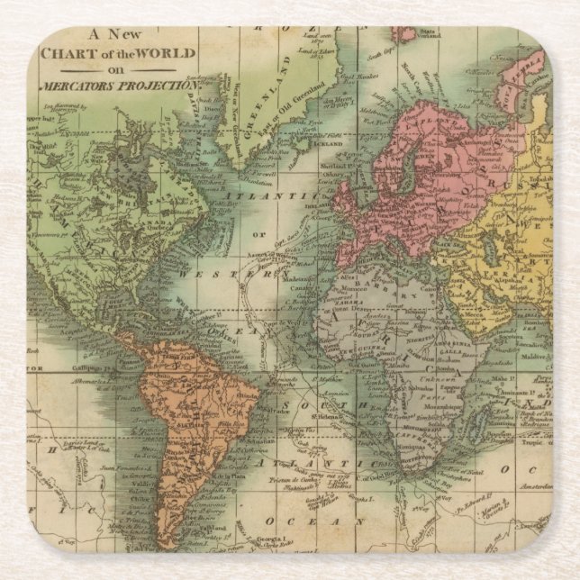 World 4 square paper coaster (Front)
