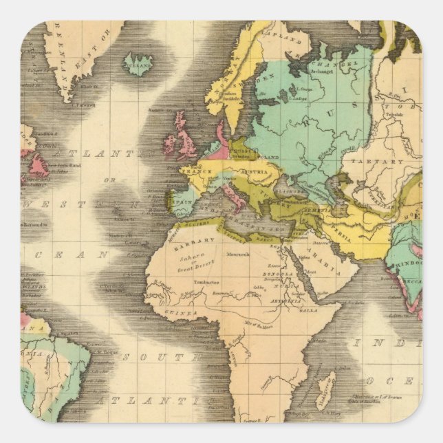 World 6 square sticker (Front)