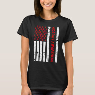 World Aids Day Awareness American Flag men women U T-Shirt