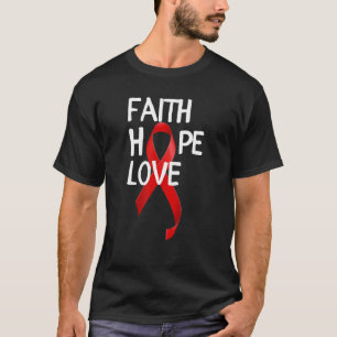 World Aids Day Faith Hope Love Red Ribbon T-Shirt