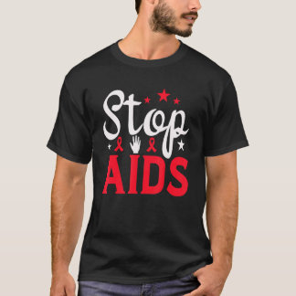 World AIDS Day Stop Aids HIV Awareness Red Ribbon  T-Shirt