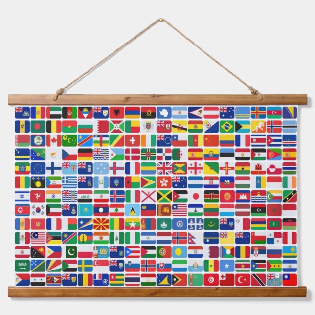World All Countries Nation Flags  Hanging Tapestry (Front)