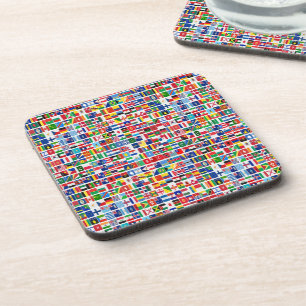 World All Countries Nation Flags Pattern Coaster