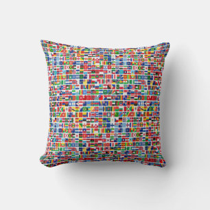 World All Countries Nation Flags Pattern Cushion