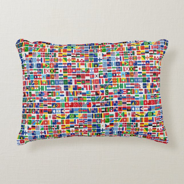 World All Countries Nation Flags Pattern Decorative Cushion (Front)
