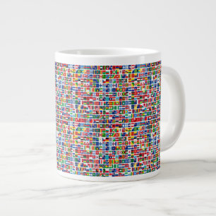 World All Countries Nation Flags Pattern Large Coffee Mug