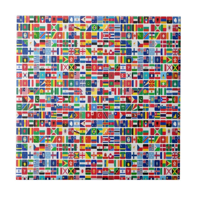 World All Countries Nation Flags Pattern Tile (Front)
