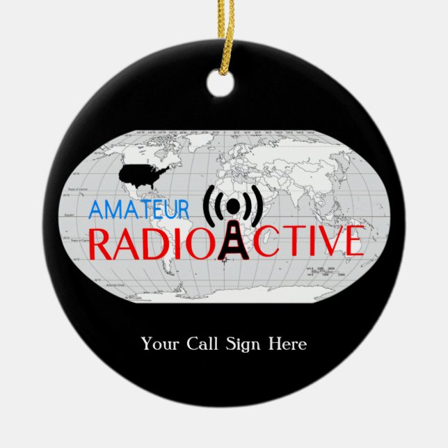 World Amateur Radio Active  Ceramic Tree Decoration (Front)