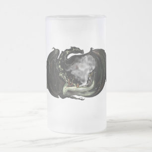 World and Dragon Frosted Glass Beer Mug