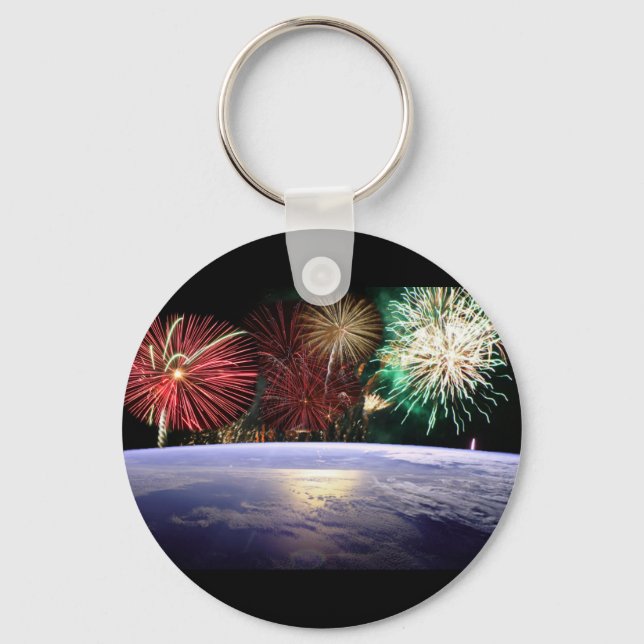 World and Fireworks Key Ring (Front)
