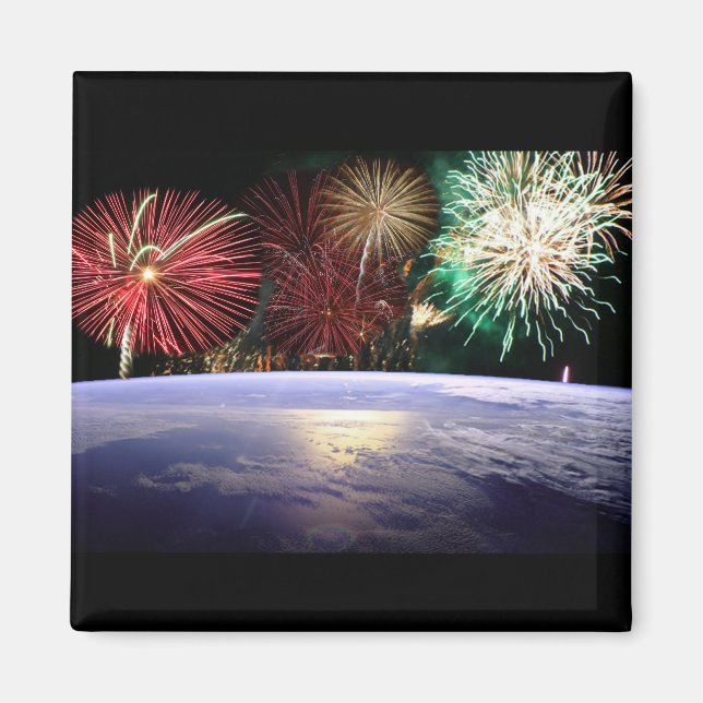 World and Fireworks Magnet (Front)