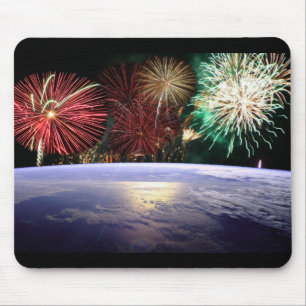 World and Fireworks Mouse Mat